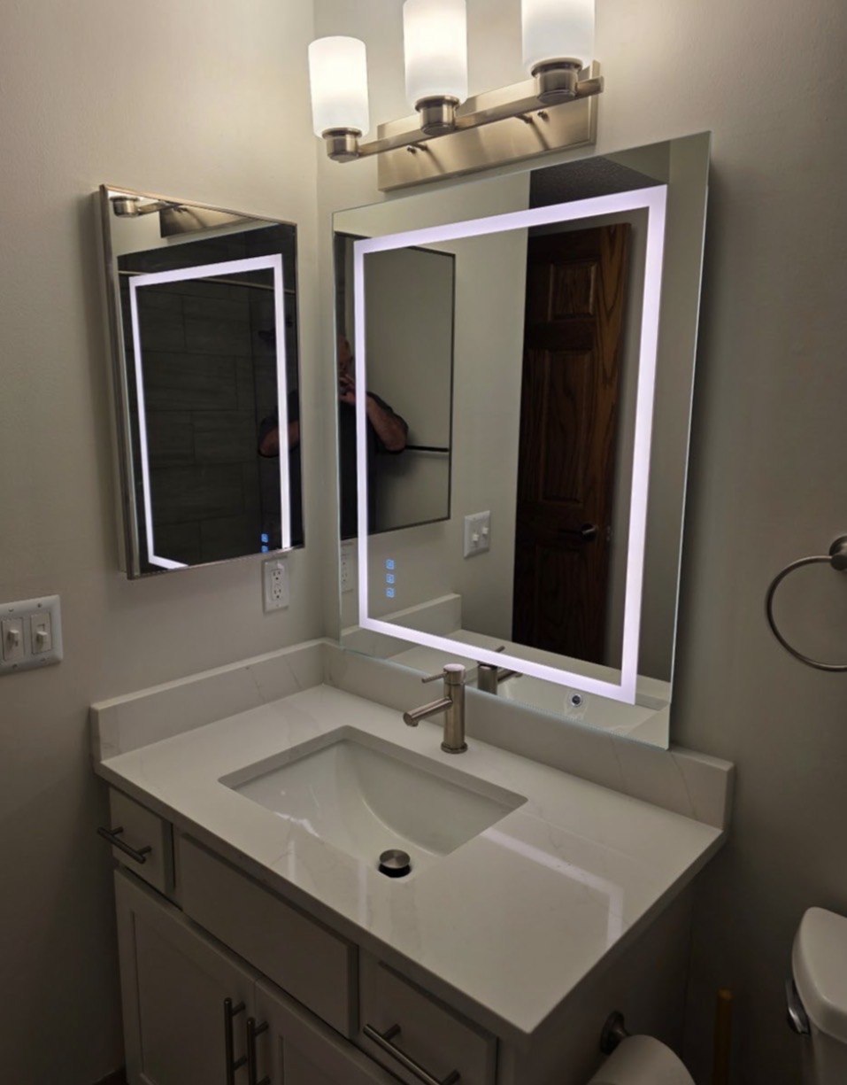 Bathroom vanity with LED mirror