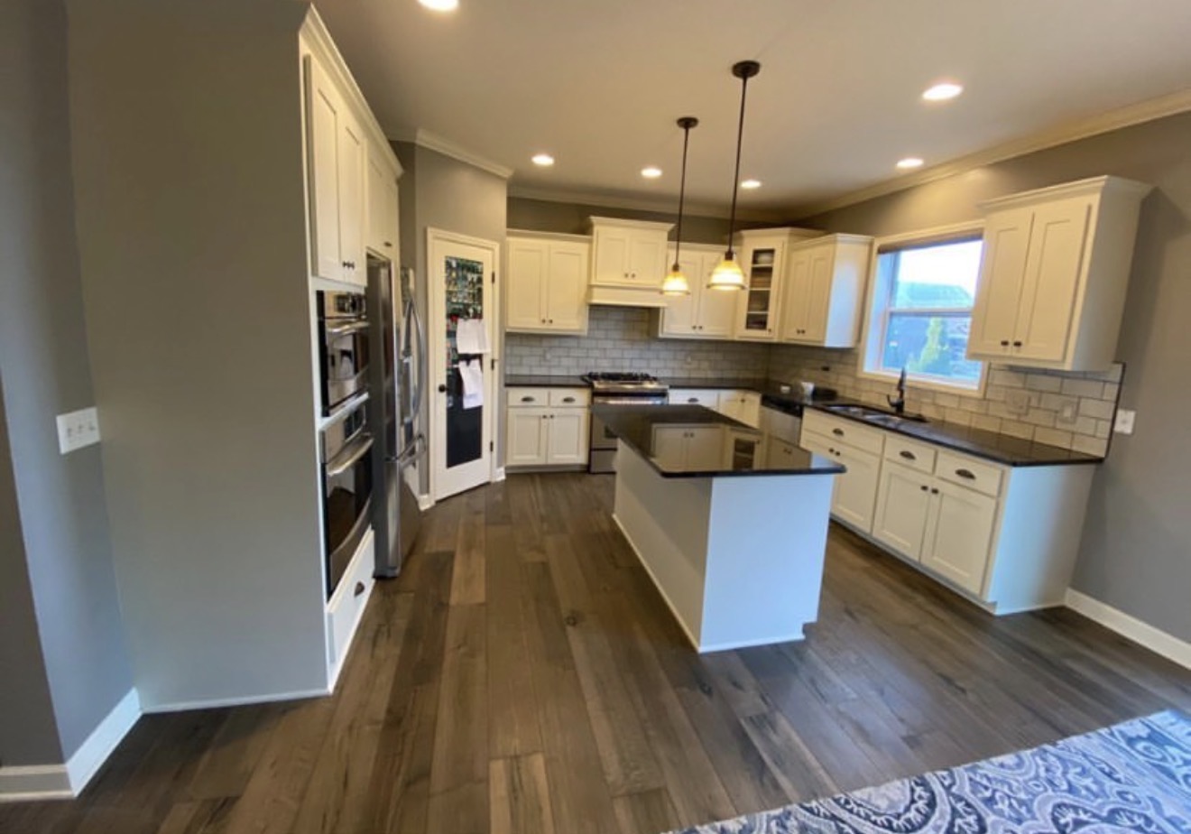 Large white island kitchen