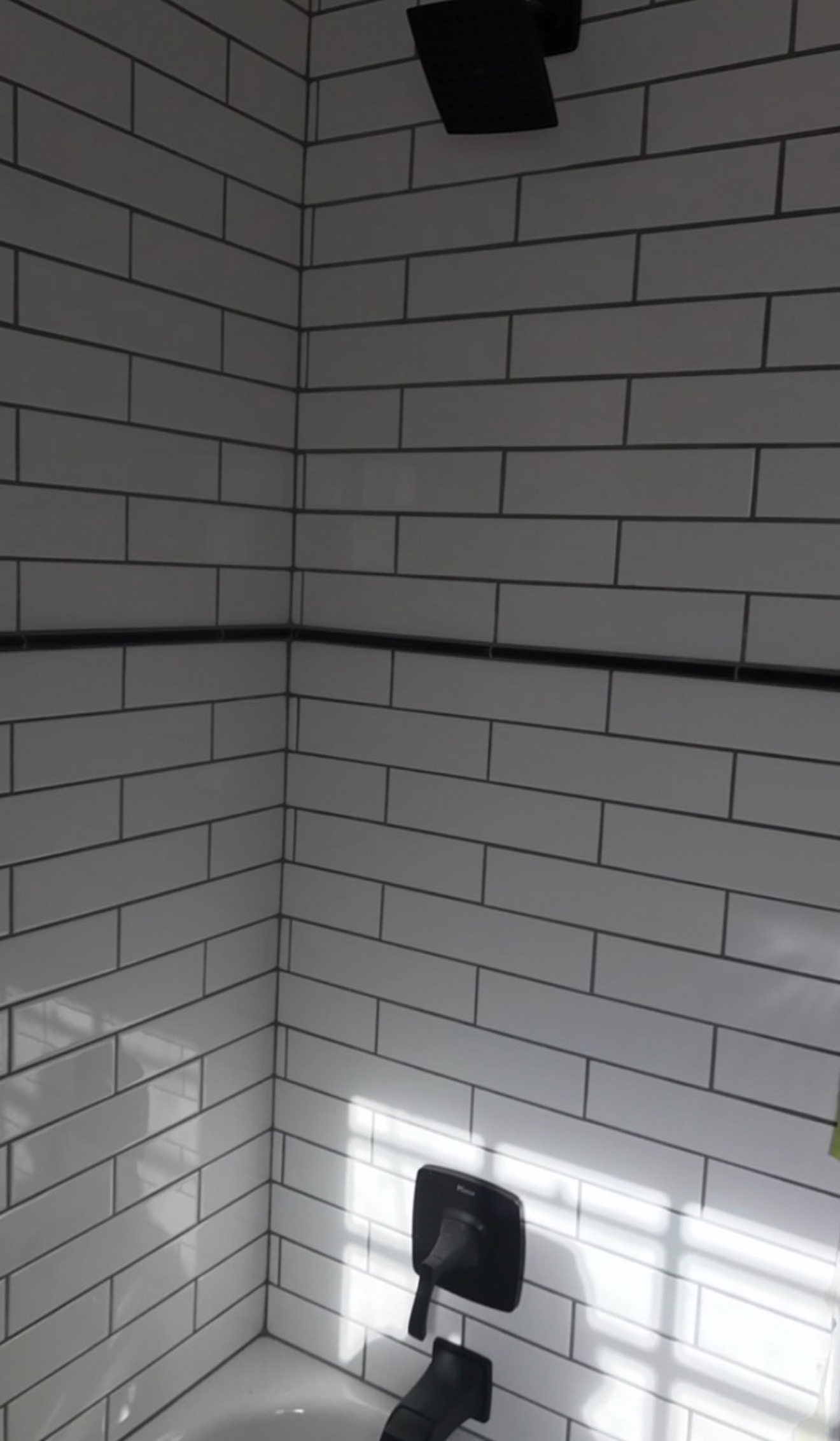 Subway tile shower niche
